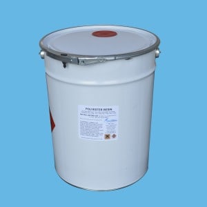 white 20 litre tin containing polyester resin